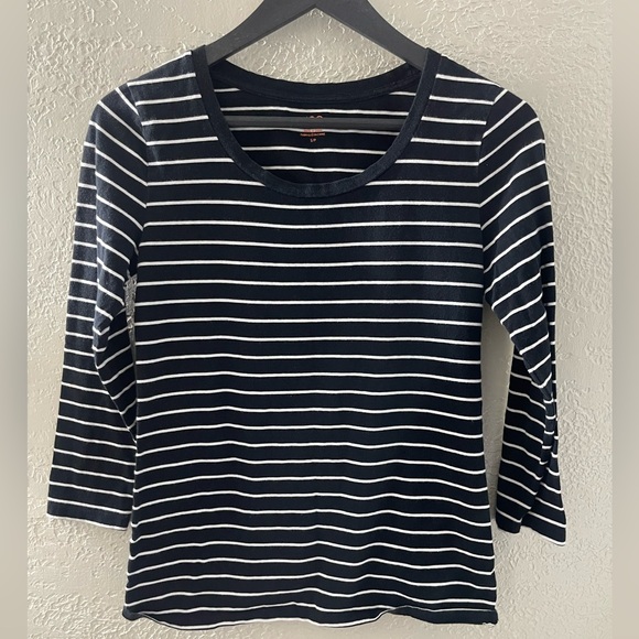 Joe Fresh Tops - Joe Fresh Women’s Black/White Striped 3/4 Sleeve Top Size Small
